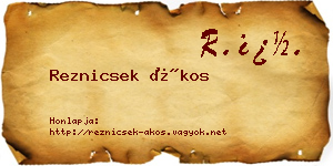 Reznicsek Ákos névjegykártya